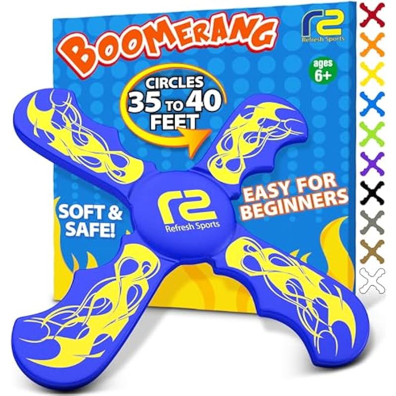 Boomerang Kids Outdoor Frisbee – Soft Toy Boomerangs Gifts for Boys 8-12 & Girls 8-12 – Outside Boys Toys Age 6 7 8 9 10 11 & Up Best Stocking Stuffer Gift Ideas for Kids – Backyard Games Flying Disc