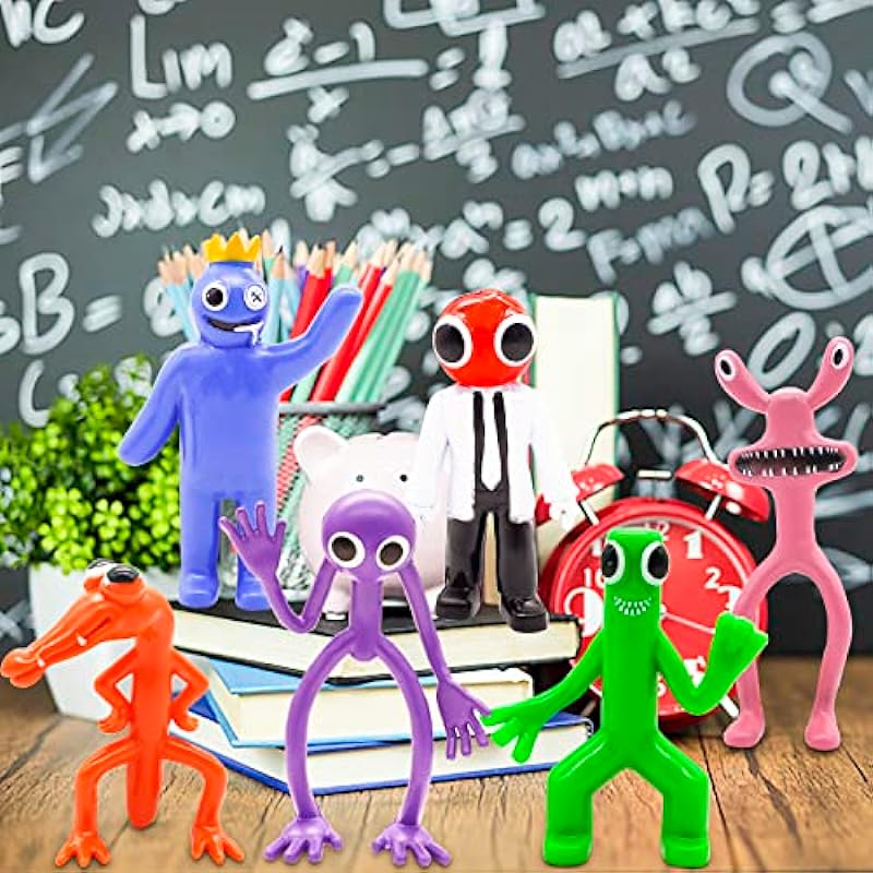 Morofme Rainbow Friends Figures 6Pcs, Rainbow Doll Friends Toys Cartoon Colorful Anime Figures Collectibles for Kids Adult Halloween Thanksgiving Christmas Birthday Gifts