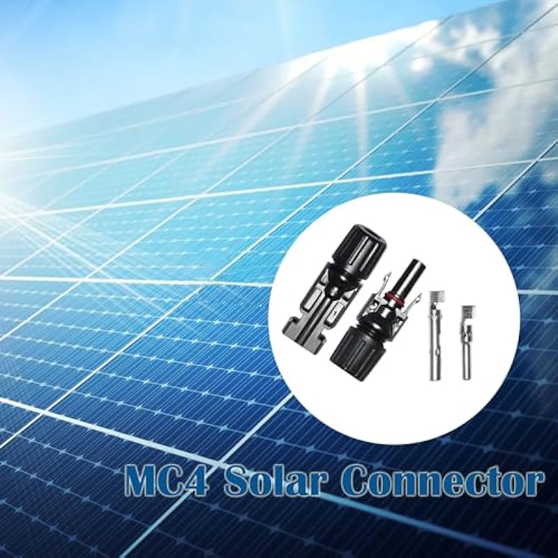 Solar Panel Connectors, Solar Connectors Y Branch Parallel Adapter Cable Wire Plug 1 to 4 MC4 Connectors, 5 Pair MC4 Male/Female Solar Panel Cable Connectors with 2pcs Wrench