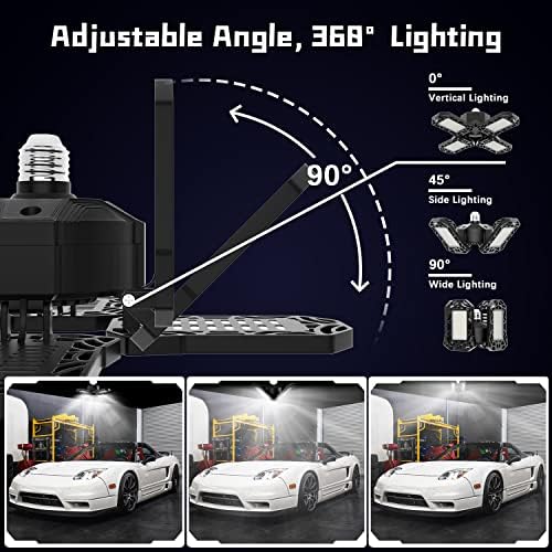 Garage Lights, PierShine LED Garage Light, 6500K Super Bright Garage Ceiling Light Led Fixiture Work Light with E26/E27, Deformable Led Shop Light for Garage, Workshop, Shop (120W-2P)