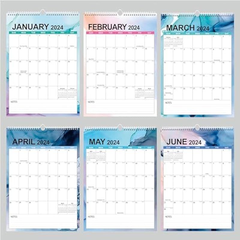 2024-2025 Wall Calendar, 18 Months Large Size 17X12 inch, Runs from January 2024 to June 2025, Monthly Goal, To-do List, Notes, Perfect for Organizing for Office Home (Colored)