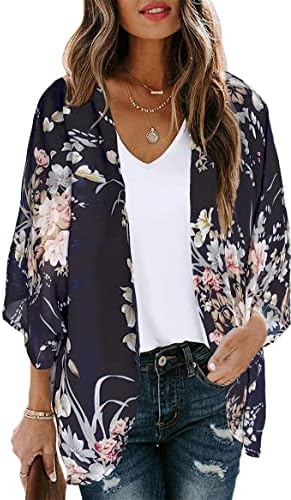 CHICALLURE Womens Summer Tops Kimono Cardigan Floral Beach Cover up Casual Jackets Shirts