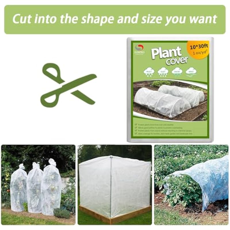 Plant Covers Freeze Protection,10Ft x 30Ft Reusable Floating Row Cover,Freeze Protection Plant Blankets for Cold Weather (Support Hoops Not Included)