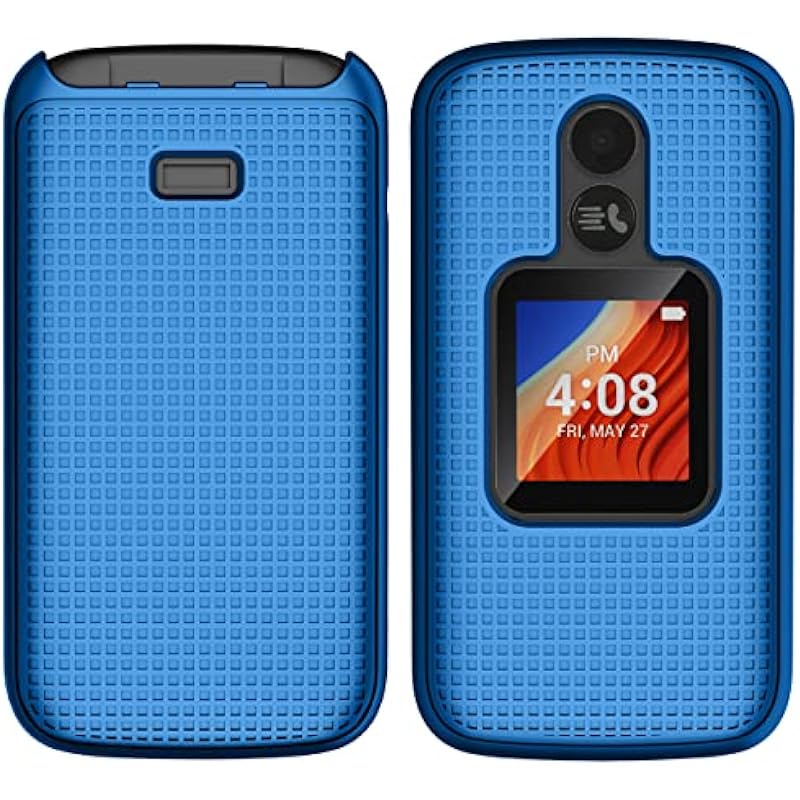Case for Alcatel TCL Flip 2 Phone (2022), NakedcellPhone [Grid Texture] Slim Hard Shell Protector Cover for T408DL / TFALT408DCP – Cobalt Blue