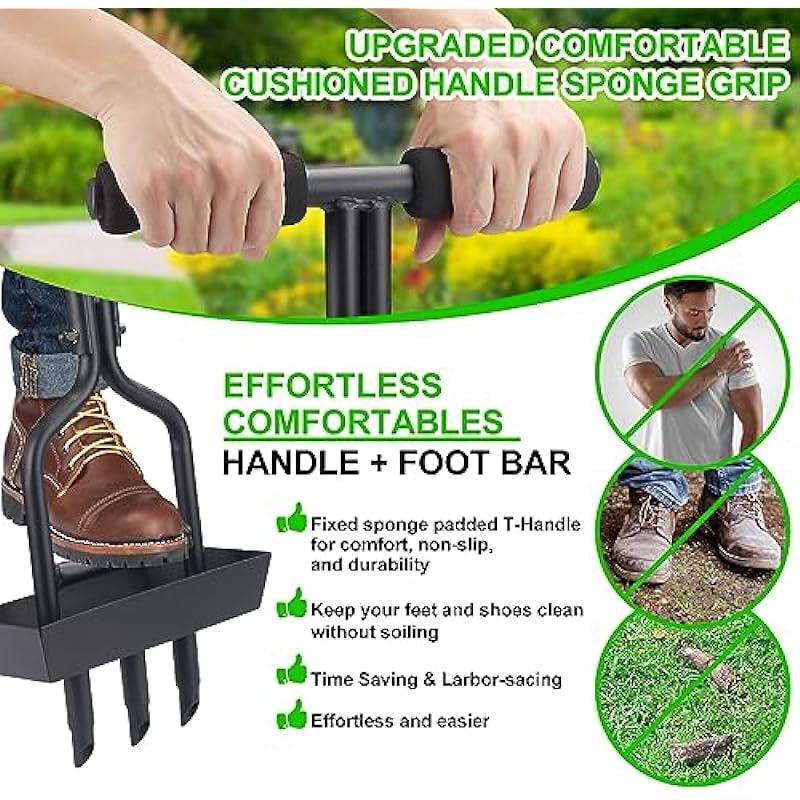 Lawn Aerator – Aerator Lawn Tool, Lawn Aerator Coring Tool with Soil Core Storage Tray Manual Core Aerator for Garden Yard Care