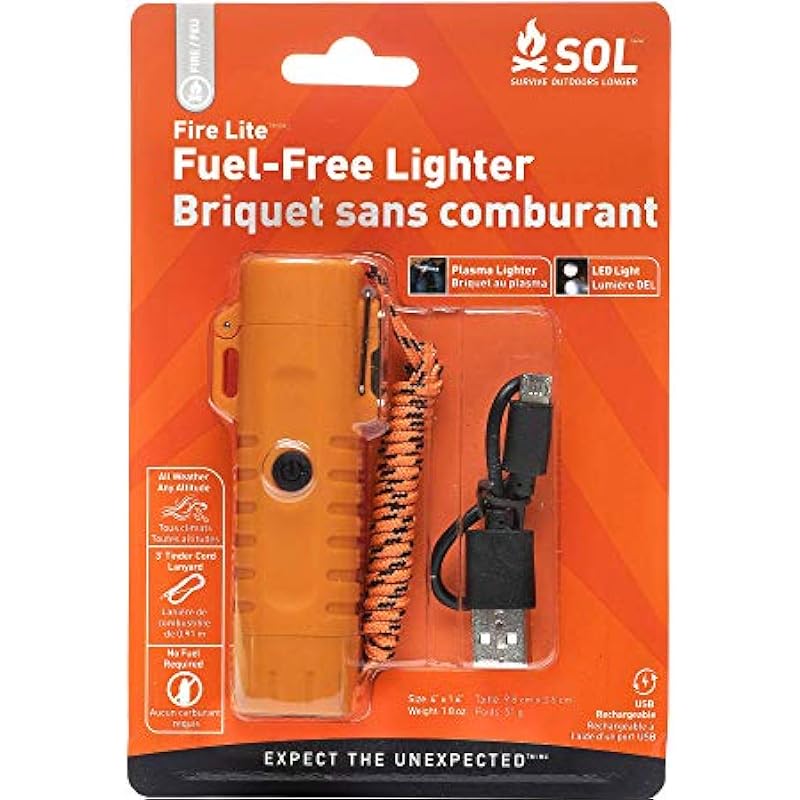 SOL Fire Lite Fuel-Free USB Rechargeable Lighter & Flashlight