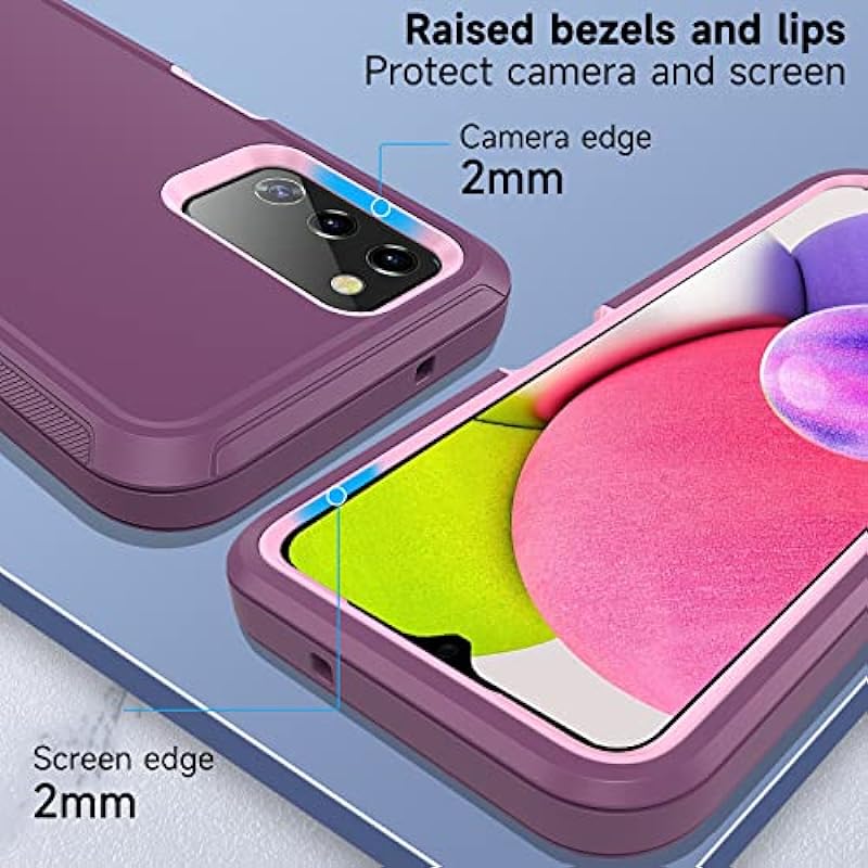 ottpluscase for Samsung Galaxy A03s Case, Samsung A03s Heavy Duty Shockproof Dustproof 3 in 1 Cover Soft TPU Hard PC Military Protective Tough Durable Phone Cover for Galaxy A03s – Purple