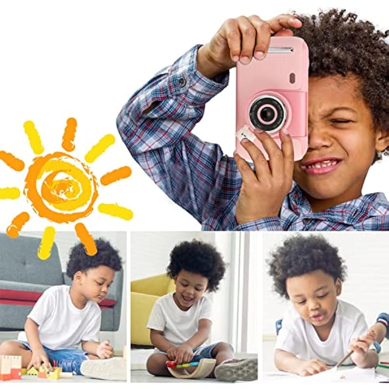 Kids Camera, HD Digital Camera with Flip up Lens for Selfie Video, Ideal for 3-8 Years Old Girls Boys on Birthday Christmas Party as Gift