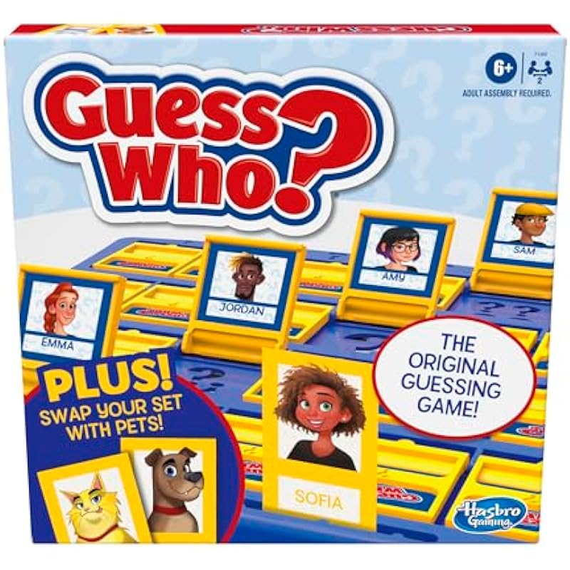 Hasbro Guess Who? Board Game with People and Pets, The Original Guessing Game for Kids Ages 6 and Up, Includes People Cards and Pets Cards (English), F1360