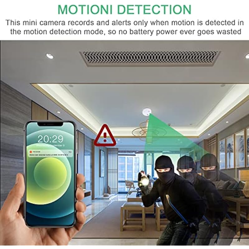 Hidden Camera Smoke Detector Spy Cameras HD 1080P WiFi Wireless Indoor Security Camera Mini Nanny Cam with Phone App and Motion Detection for Home and Office Security, No Audio Recording Function