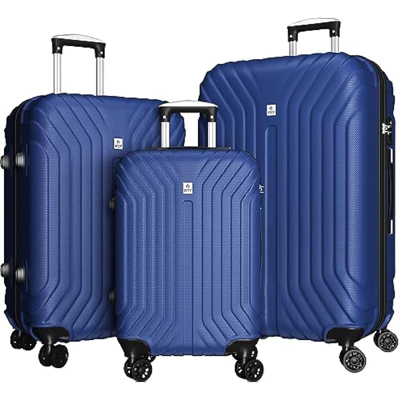 AnyZip Luggage Sets Expandable PC ABS 3 Piece Set Durable Suitcase with Spinner Wheels TSA Lock Carry On 20 24 28 Inch Blue