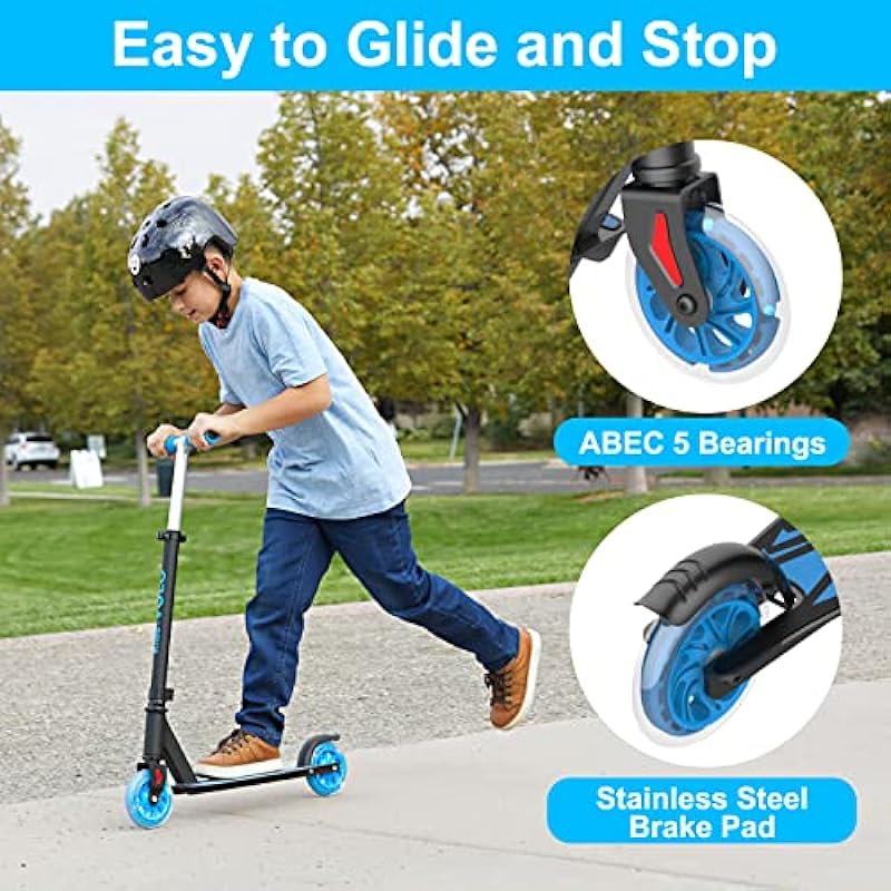 RideVOLO K05 Kick Scooter for 4-9 Years Old Kids, 3 Adjustable Heights, Ultra Lightweight and Easy Assembly, 5″ Flash Wheels, Max Load 110lbs, Outdoor Activities, Gift for Boy/Girl