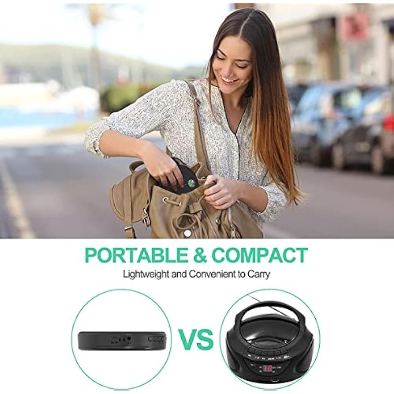 Newest CD Player Portable with Bluetooth, WOKALON CD Players for Home, Anti-Skip CD Player with Speakers for Car, Walkman CD Player with Headphones and AUX Cable, 2000mAh