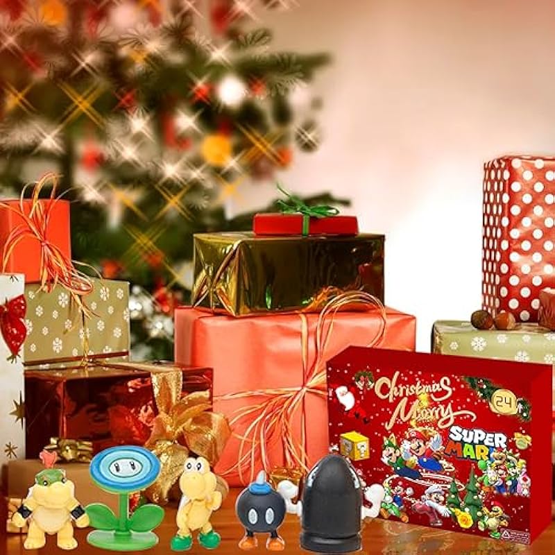 Christmas Advent Calendar 2023, Christmas Countdown Calendar with 24pcs Character Dolls Gift for Kids Adults, Christmas Eve Countdown Calendar 24 Days Blind Box Super Bro Decor for Children (Super-Bro)