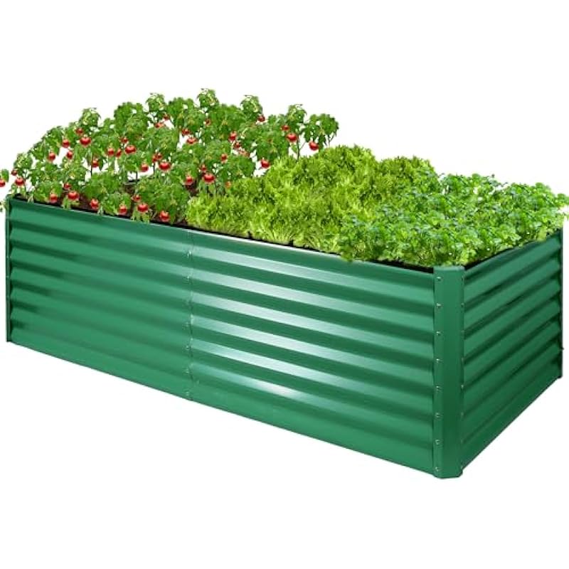 sogesfurniture Galvanized Raised Garden Bed, 8×4×2 FT Galvanized Planter Box, Outdoor Above Ground Planter Extra Large Garden Box Kits for Vegetables, Flowers, Herbs, BHCA-30QDDTPB04-GA