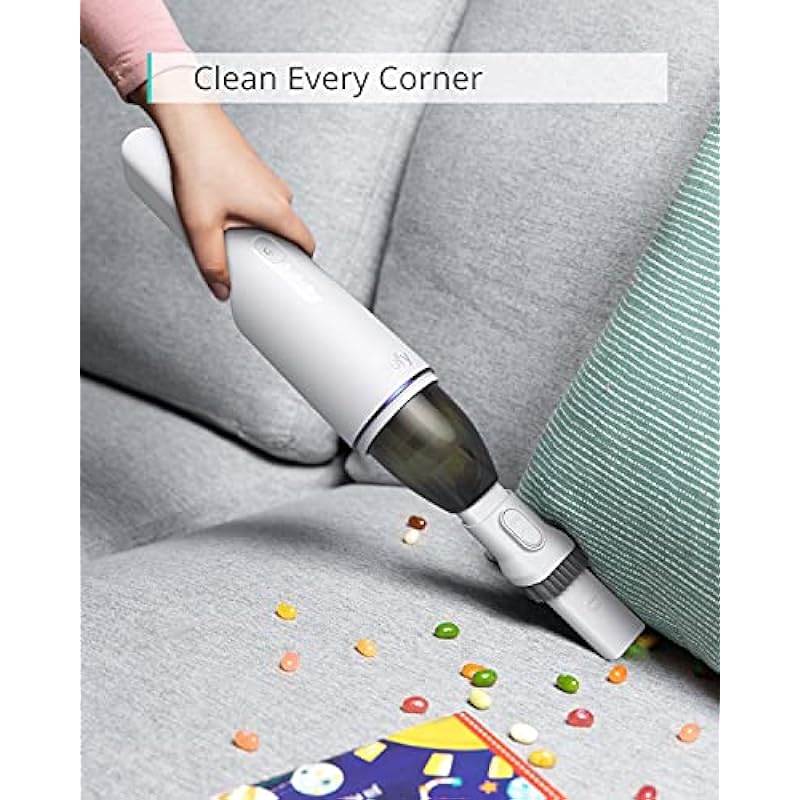 eufy by Anker, HomeVac H11, Cordless Handheld Vacuum Cleaner, Ultra-Lightweight 1.2lbs, 5500Pa Suction Power, USB Charging, for Home Cleaning (White)