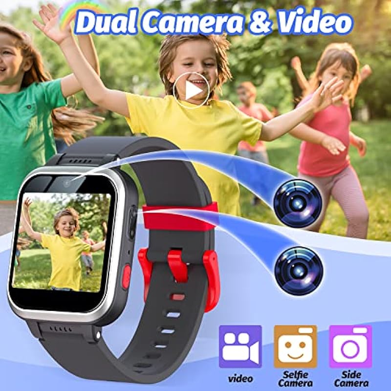 meoonley Kids Smart Watch with Puzzle Games HD Touch Screen Camera Video Music Player Pedometer Alarm Clock Flashlight Fashion Kids Smartwatch Gift for 6-13 Years Old Boys Girls Toys