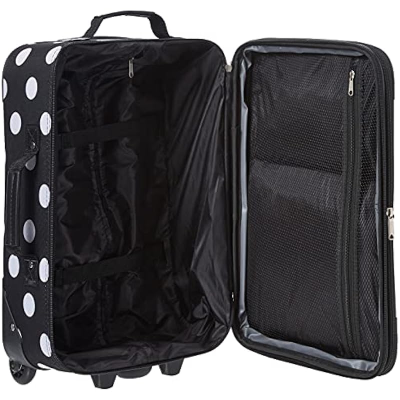 Rockland F102 Luggage Printed Luggage Set, Black Dot, Medium, 2-Piece