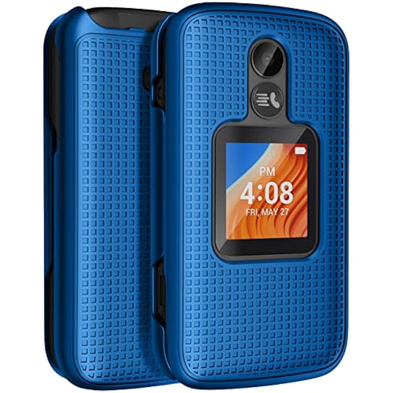 Case for Alcatel TCL Flip 2 Phone (2022), NakedcellPhone [Grid Texture] Slim Hard Shell Protector Cover for T408DL / TFALT408DCP – Cobalt Blue