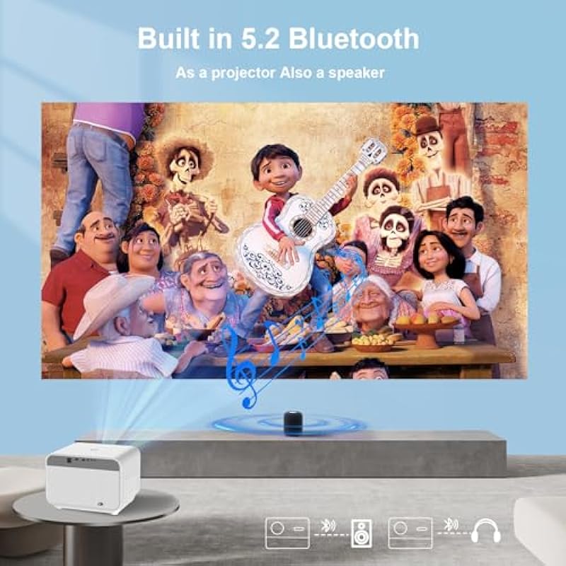 [Fully Automatic/APP System] Projector 4K with WiFi and Bluetooth, FunFlix A1 700ANSI Smart Projector, Projecteur Cinema with Android TV/HDMI/USB（Auto Focus/Keystone/Screen Entry/Obstacle Avoidance）
