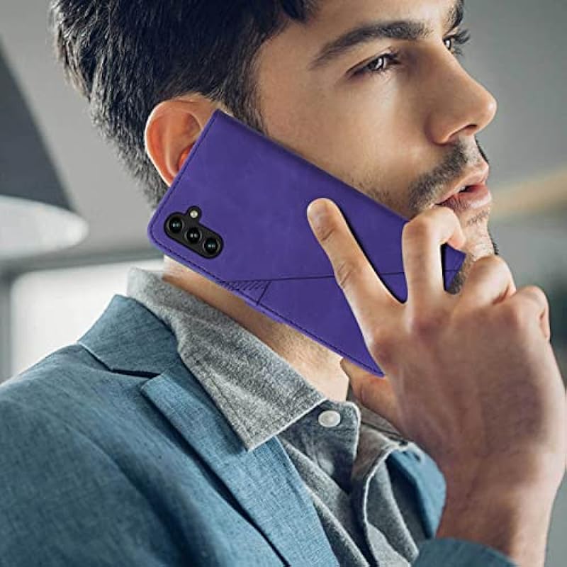 A14 5G Case Wallet,for Samsung A14 Case,[Kickstand][Wrist Strap][Card Holder Slots] TPU Interior Protective for Galaxy A14 5G Case,Leather Folio Flip Cover for Samsung Galaxy A14 5G (Purple)