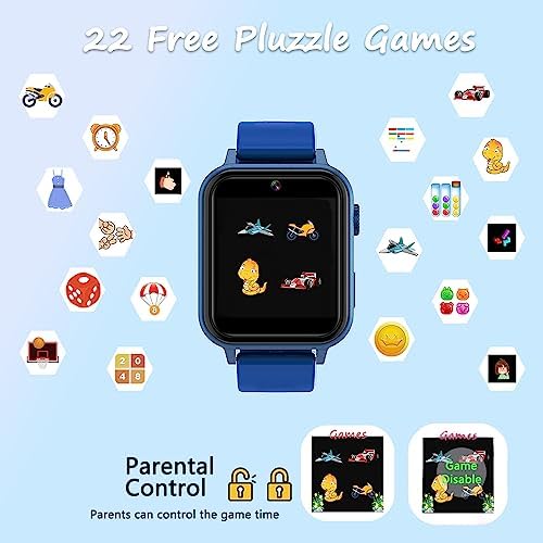 Kids Smart Watch for Boys Girls, Smart Watch for Kids with Pedometer 22 Learning Games Camera Video Music Alarm Clock Calculator 12/24 hr Flashlight Educational Gifts Toys for Ages 4-12 Years