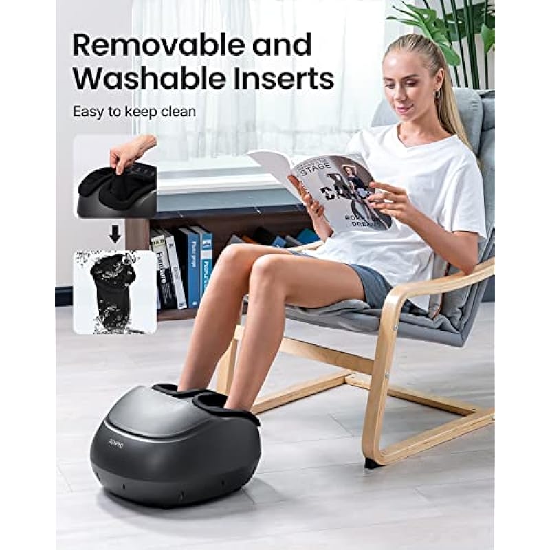 RENPHO Foot Massager Machine with Heat and Remote, Gifts for Men and Women, Deep Shiatsu Kneading Foot Massager for Planter Fasciitis, Fits Feet up to Men Size 12 Black