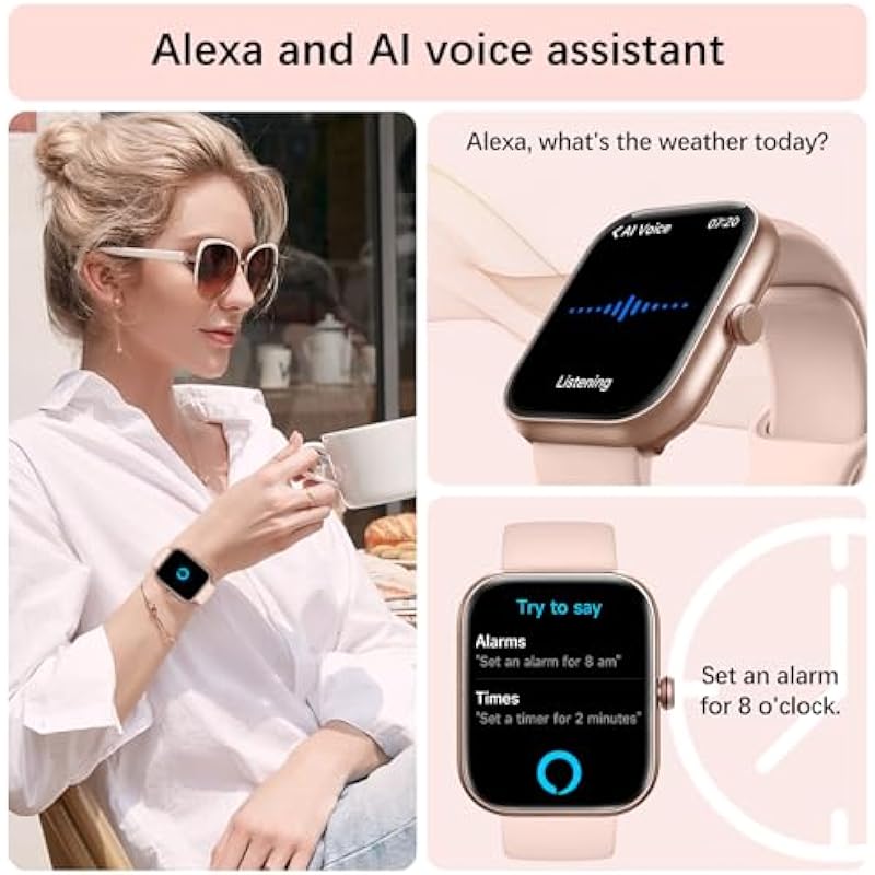 Smart Watch for Women Men with Bluetooth Call, 1.91″ Alexa Built-in, Fitness&Sleep Tracker, Blood Oxygen, Heart Rate Monitor, 100+ Exercise Modes, IP68 Waterproof Smartwatch for Android Phone iPhone