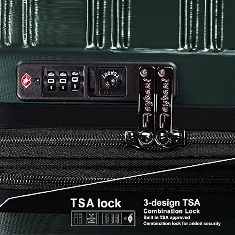 Feybaul Luggage Suitcase PC+ABS with TSA Lock 14+20inch (Green, 20inch)
