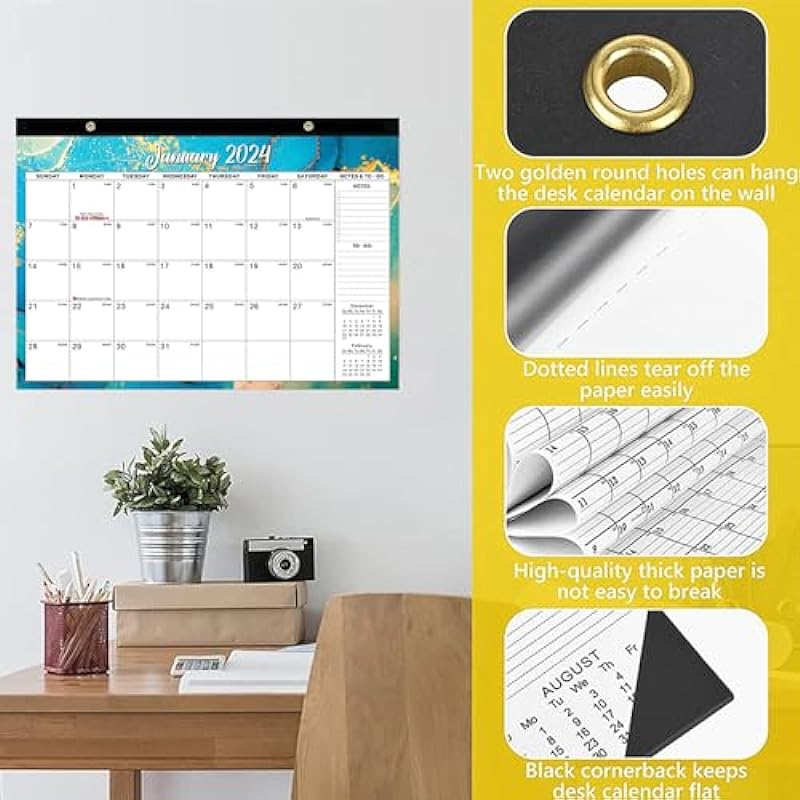 Wall Calendar 2024-2025, Monthly 18 Months January 2024 to July 2025, Hanging Academic Calendar, Thick Paper Perfect for Organizing Planning Study and Schedule in Home Office School (Color Blue)