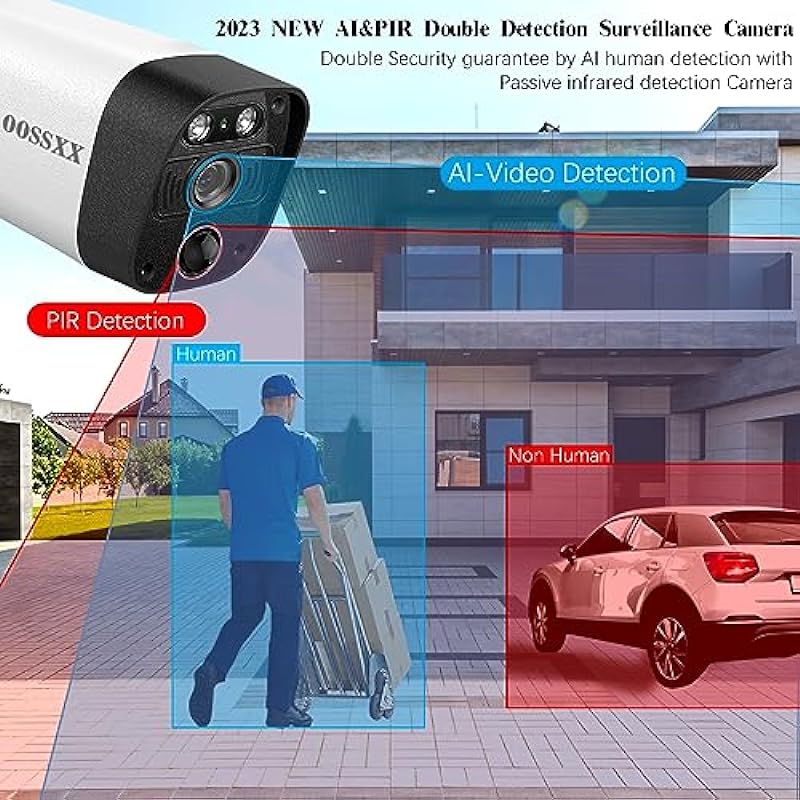 (5.0MP & PIR AI Detection) 2-Way Audio Dual Antennas Wide-Angle Outdoor Security Wireless Camera Wireless Surveillance IP Camera 2PCS