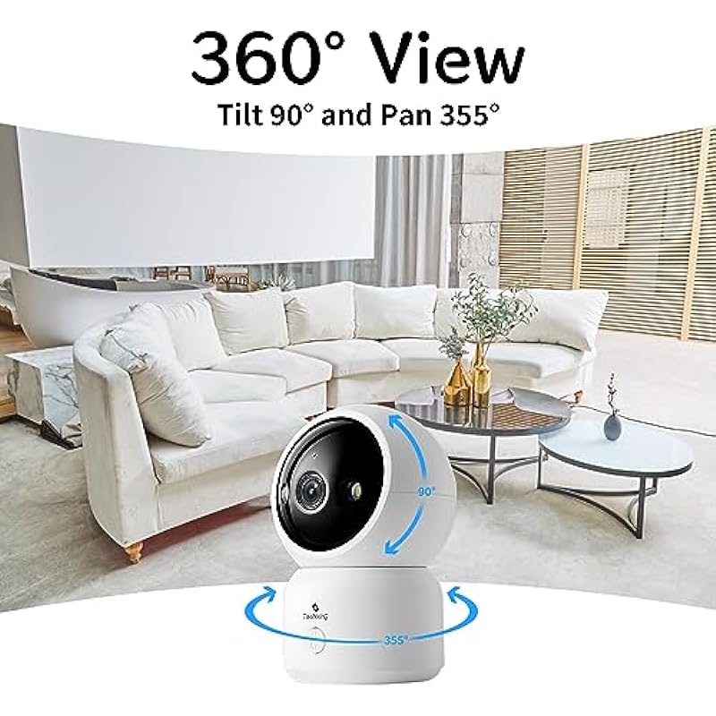 2PCS 2K Smart Home Camera with Phone App, 5G/2.4G WiFi 360°View Indoor Cam, One-Touch Calls, 2-Way Audio, Pan/Tilt, Motion & Sound Detection, Color Night Vision, for Elderly/Baby Care,Pet Monitor