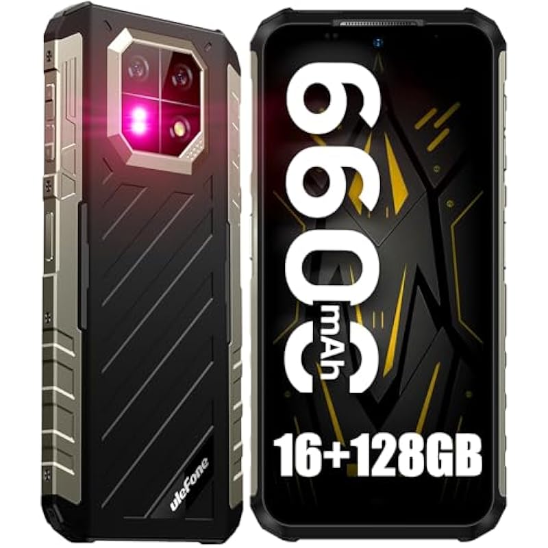Rugged Cell Phone 2023, Ulefone Armor 22 Smartphone Unlocked, Up to 16+128GB, 64MP Night Vision Camera, 64MP Wide-Angle Camera, Android 13, 6600mAh, 120Hz Display, IR Blaster, 4G LTE Mobile (Black)