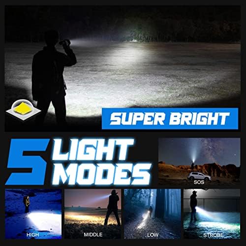 PHIXTON Rechargeable Bright LED Flashlight High Lumens, Super Bright 3000 Lumen Handheld Flashlights, High Power Compact EDC Flash Torch Lights, for Emergency Camping Hiking Gift