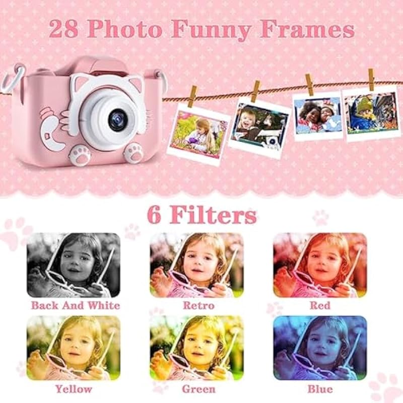 ADON – Kids Camera Toys for 3 4 5 6 7 8 9 10 11 12 Year Old Boys/Girls, Kids Digital Camera for Toddler with Video, Christmas Birthday Festival Gifts for Kids, Selfie Camera for Kids, 32GB SD Card