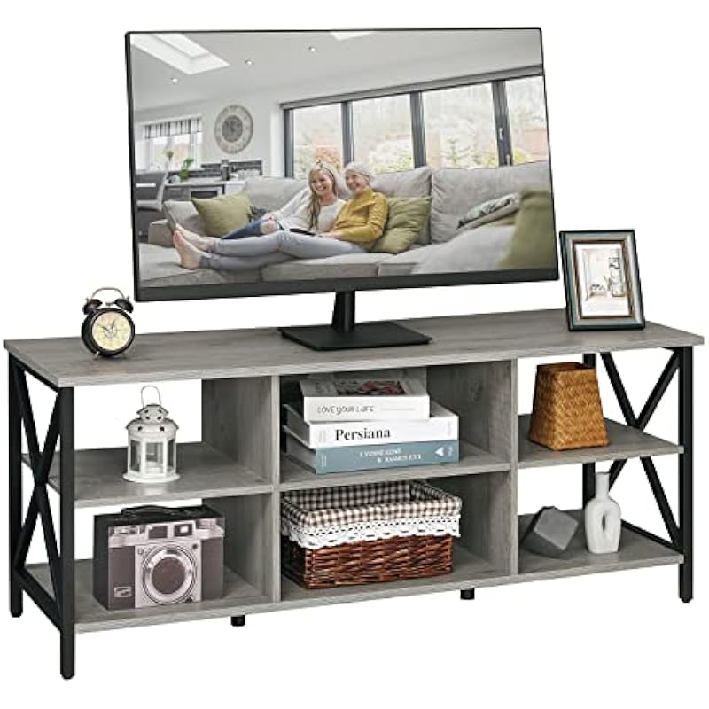 WEENFON TV Stand for 55 Inch TV, 47 Inch TV Stand with Adjustable Storage Shelves, TV Table for Living Room, CWFTS01C