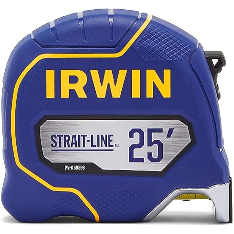 IRWIN Strait-LINE Tape Measure, 25 ft, Includes Retraction Control, for All Your Measuring Needs (IWHT39393S)