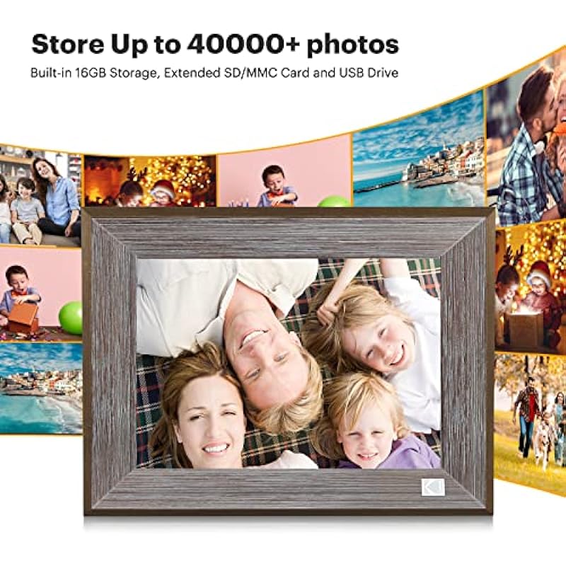 Kodak 8 Inch WiFi Digital Picture Frame, Touch Screen Display with 16GB Storage, Share Video Clips and Photos Instantly via E-Mail or App,Gifts for Families,Friends