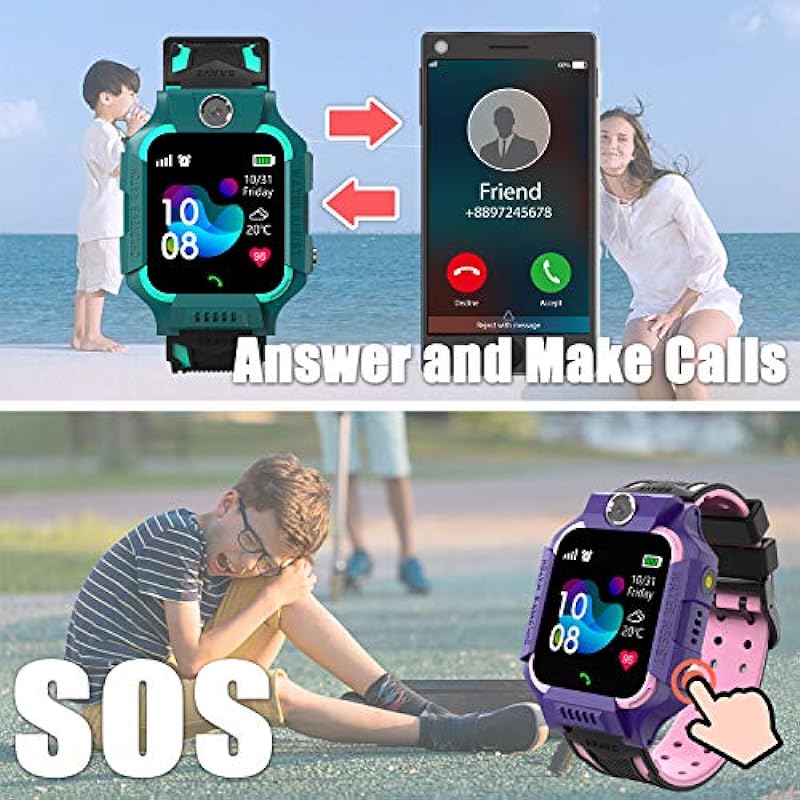 Smart Watch Phone Gift for Kids – Children Smartwatch Boys Girls with 14 Puzzle Games Music MP3 Player HD Selfie Camera Calculator Alarms Timer 12/24 Hours for 4-12 Years Old Students (Y19-Blue-1DCA)