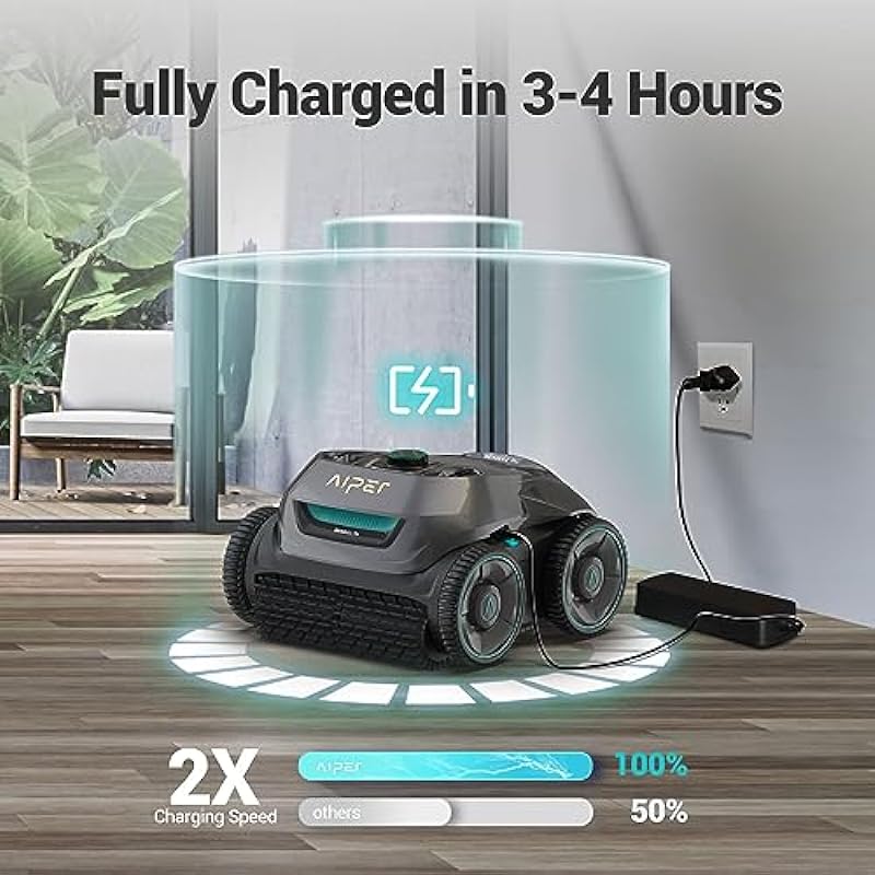 (2024 New) AIPER Seagull Pro Cordless Robotic Pool Vacuum Cleaner, Wall Climbing Pool Vacuum Lasts up to 150 Mins, Quad-Motor System, Smart Navigation, Ideal for In-Ground Pools up to 1,600 Sq.ft