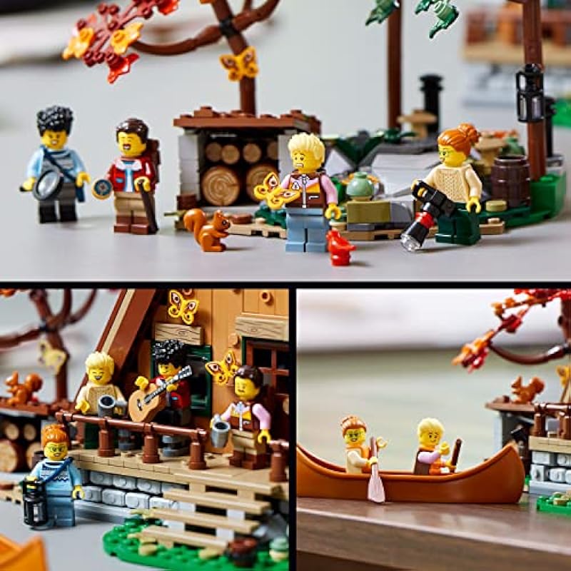 LEGO Ideas A-Frame Cabin 21338 Collectible Display Set, Buildable Model Kit for Adults, Gift for Nature and Architecture Lovers, Includes 4 Customizable Minifigures and 11 Animal Figures