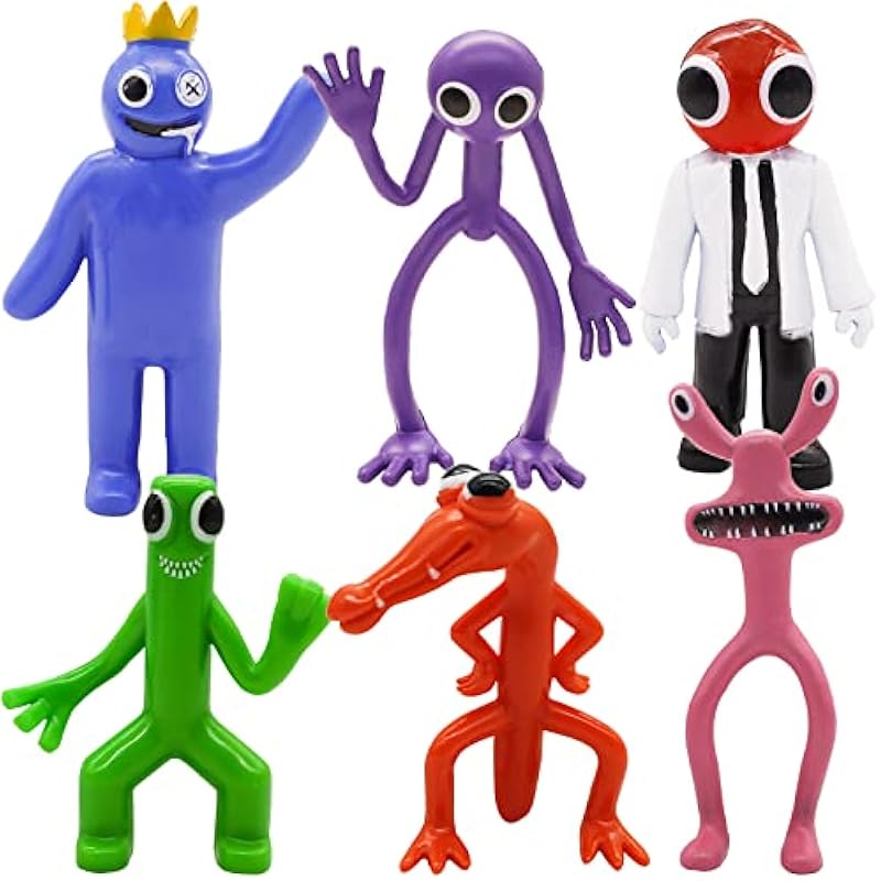 Morofme Rainbow Friends Figures 6Pcs, Rainbow Doll Friends Toys Cartoon Colorful Anime Figures Collectibles for Kids Adult Halloween Thanksgiving Christmas Birthday Gifts