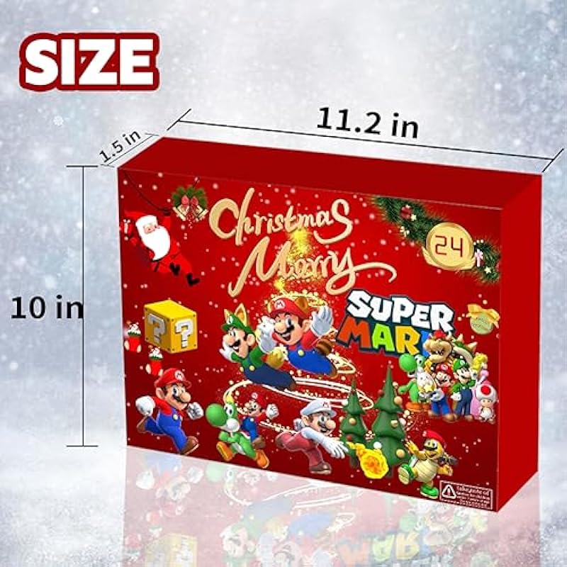 Christmas Advent Calendar 2023, Christmas Countdown Calendar with 24pcs Character Dolls Gift for Kids Adults, Christmas Eve Countdown Calendar 24 Days Blind Box Super Bro Decor for Children (Super-Bro)