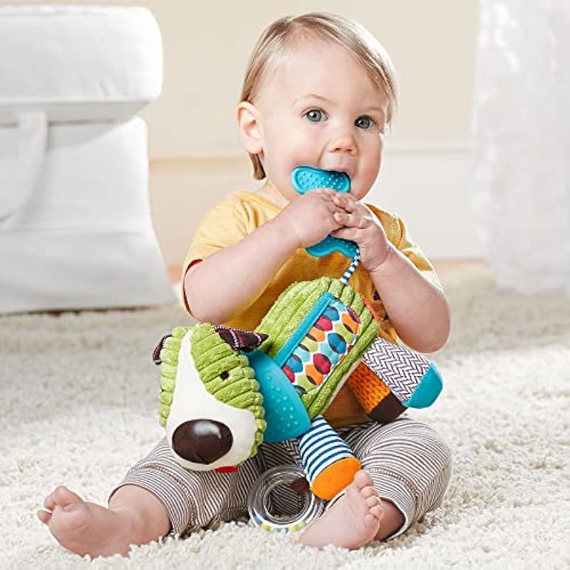 Skip Hop Bandana Buddies Baby Activity and Teething Toy with Multi-Sensory Rattle and Textures, Puppy