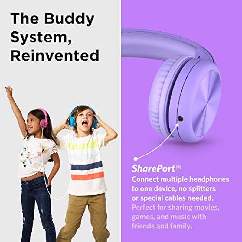 LilGadgets Connect+ Pro Wired Kids Headphones – Designed with Kids’ Comfort in Mind, Child-Friendly Foldable Over-Ear Headset with in-line Microphone, Perfect for Toddlers in School, Purple