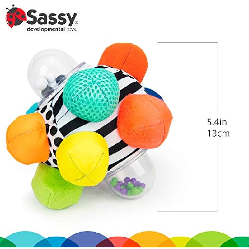 Sassy Developmental Bumpy Ball High Contrast Colors and Patterns Easy to Grasp Bumps Help Develop Motor Skills For Ages 6 Months and Up