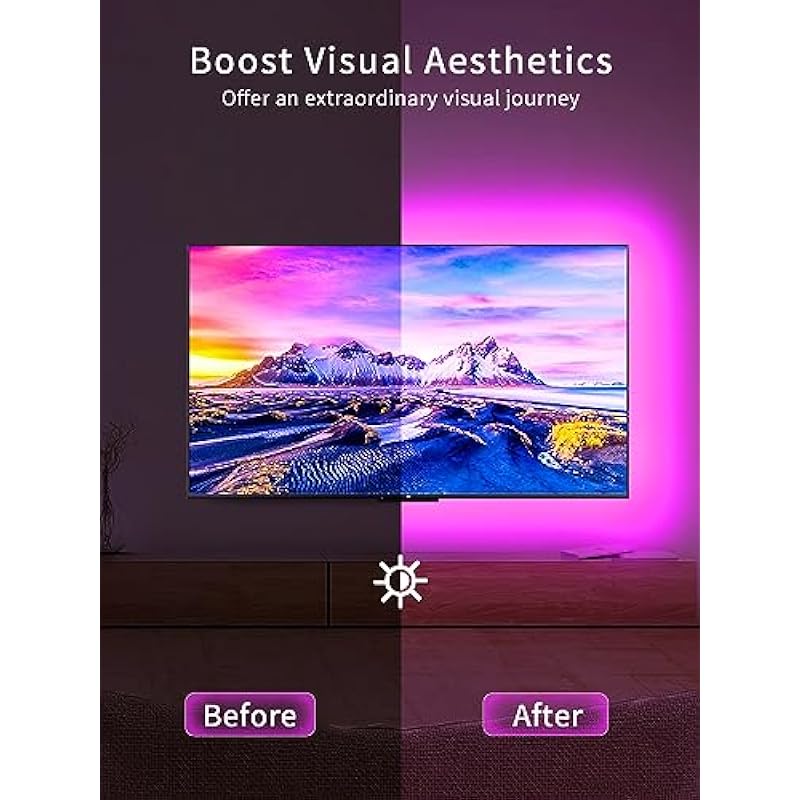 KANTUTOE TV LED Backlights Strip, 19.68ft TV LED Lights for 65-80 Inch, RGB TV Lights Behind with Bluetooth APP and Remote Control, Music Sync LED Lights for TV USB Powered for Bedroom/Gaming