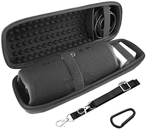 Geekria Shield Speaker Case Compatible with JBL Charge 5, Charge 4 Portable Bluetooth Speaker Case, Replacement Hard Shell Travel Carrying Bag with Cable Storage (Black)