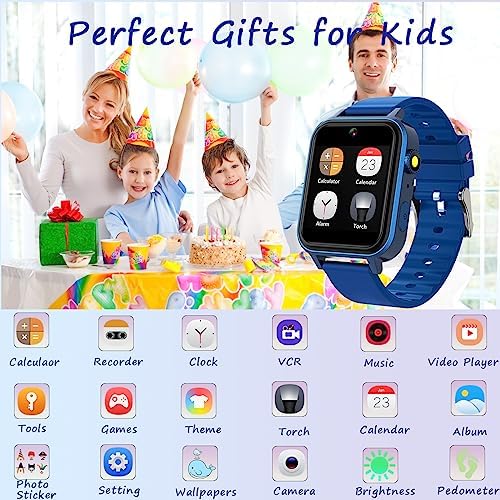 Kids Smart Watch for Boys Girls, Smart Watch for Kids with Pedometer 22 Learning Games Camera Video Music Alarm Clock Calculator 12/24 hr Flashlight Educational Gifts Toys for Ages 4-12 Years