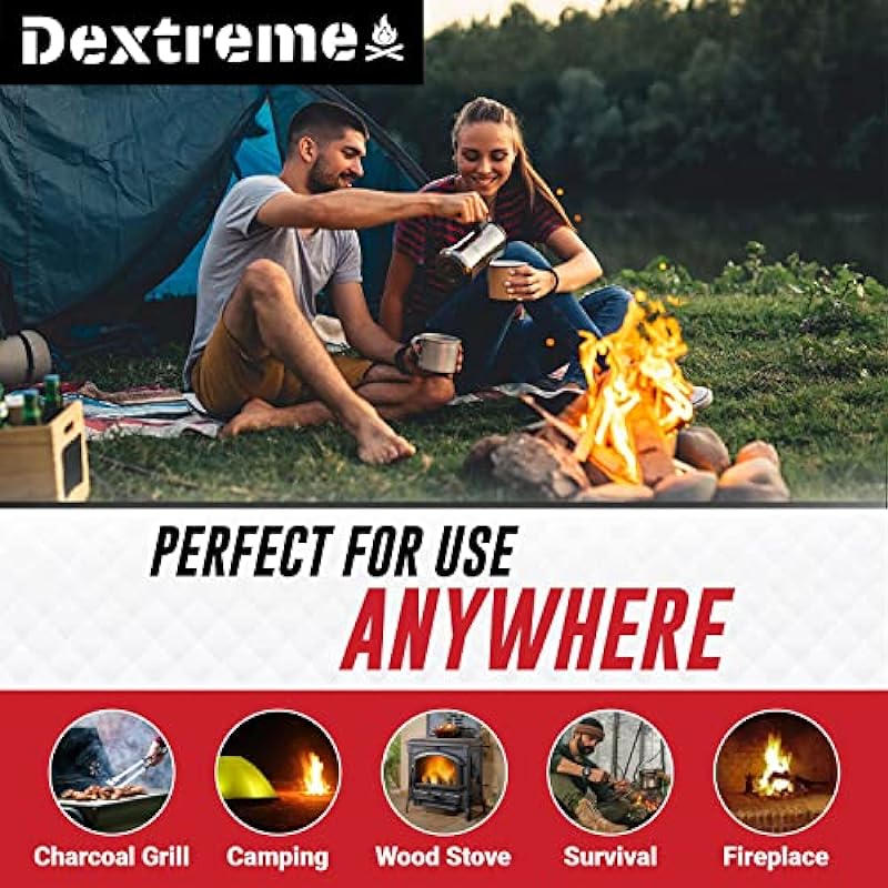 Dextreme Fire Starter Pack of 144 Natural Fire starters Cubes for Wood Stoves, Campfires, BBQ, Grill Pit, Fireplace, Charcoal, Smokers and Camping – Easy to Ignite, Non Toxic, Made in Canada from Wood Fiber and Wax